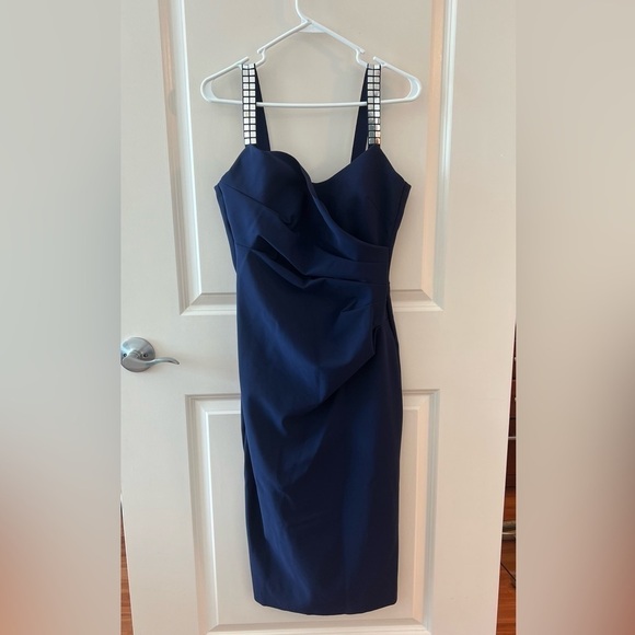 Chiara Boni Navy Shami Sleeveless Midi Dress NWT - Picture 2 of 16